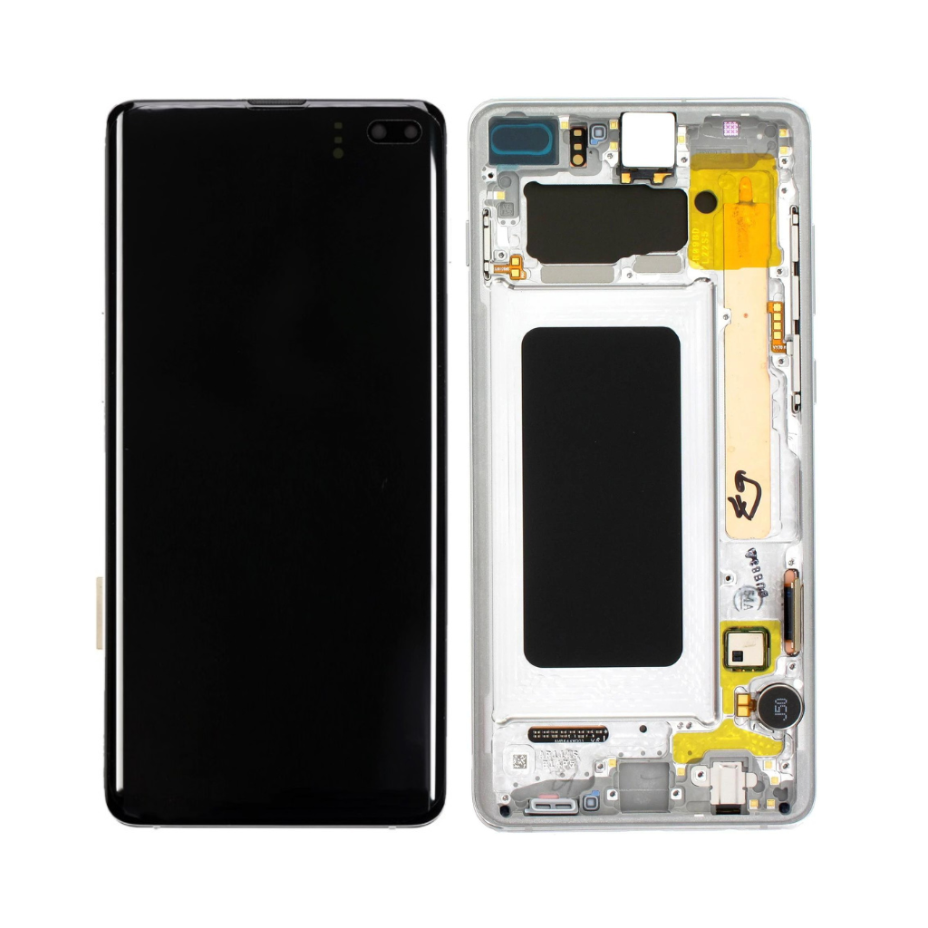 Samsung Galaxy S10 Plus - OLED Assembly with frame (Ceramic White) - OEM