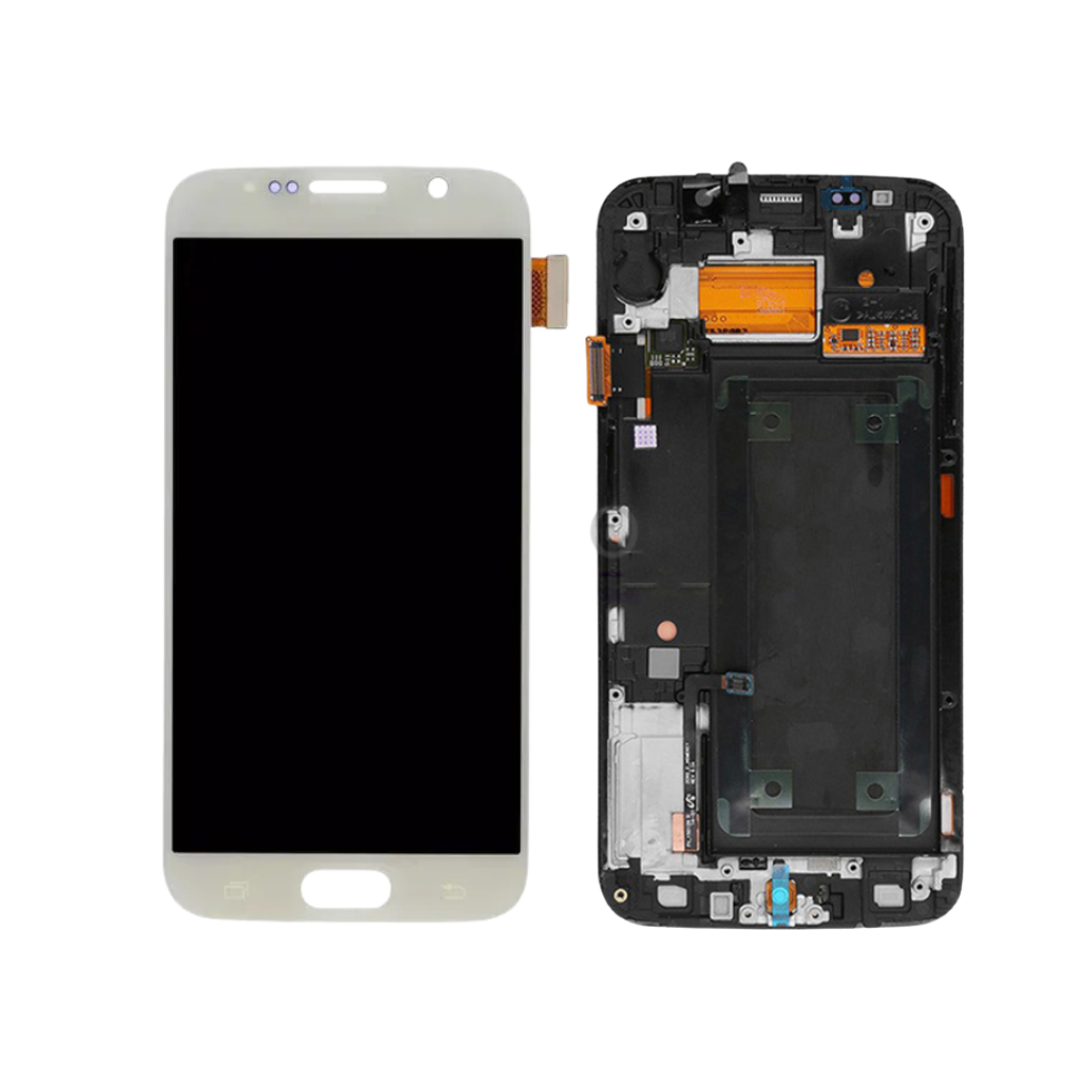 Samsung Galaxy S6 - OLED Assembly with frame (White Pearl) - OEM
