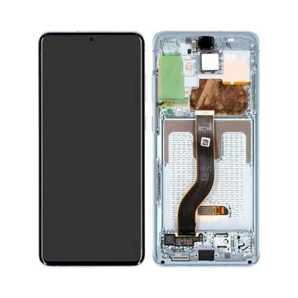 Samsung Galaxy S20 Plus 5G - OLED Assembly with frame (Cloud Blue) - OEM