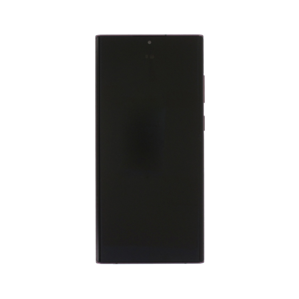 Samsung Galaxy S22 Ultra - OLED Assembly with frame (Burgundy) - OEM - Image 2