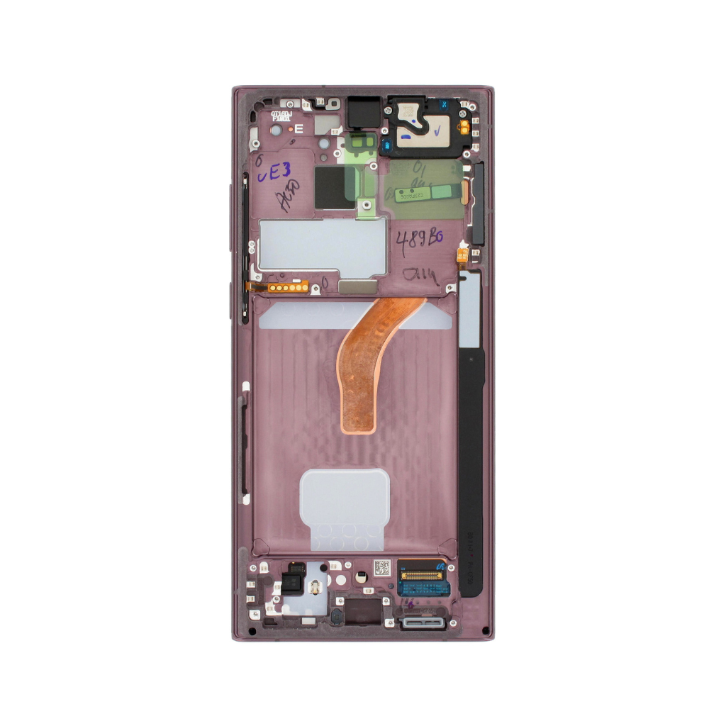 Samsung Galaxy S22 Ultra - OLED Assembly with frame (Burgundy) - OEM - Image 3