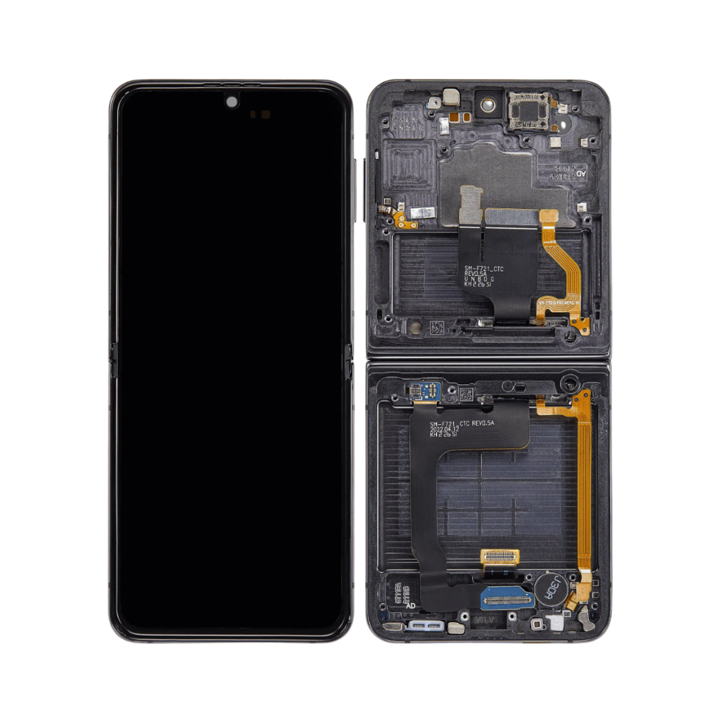 Samsung Galaxy Z Flip 4 - OLED Assembly with frame (Graphite) - OEM