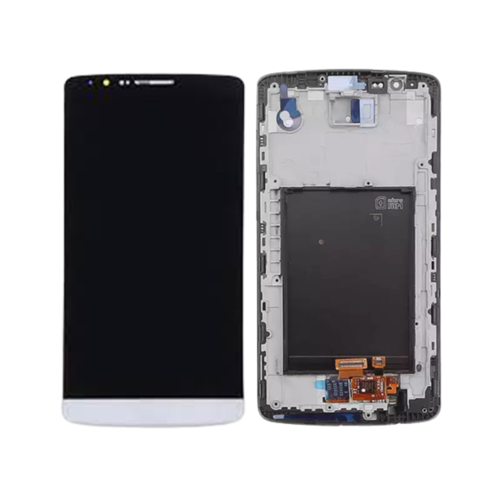 LG G3 - LCD Assembly with frame (Silk White) - OEM