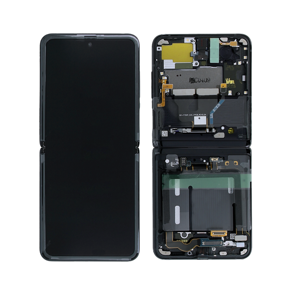 Samsung Galaxy Z Flip 4G - OLED Assembly with frame (Mirror Black) - OEM