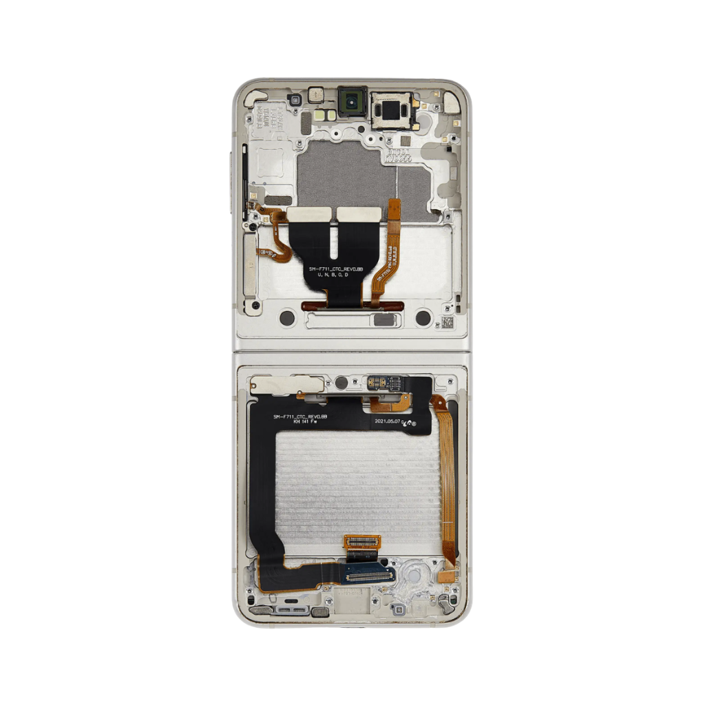 Samsung Galaxy Z Flip 3 - OLED Assembly with frame (White) - Service Pack - Image 3