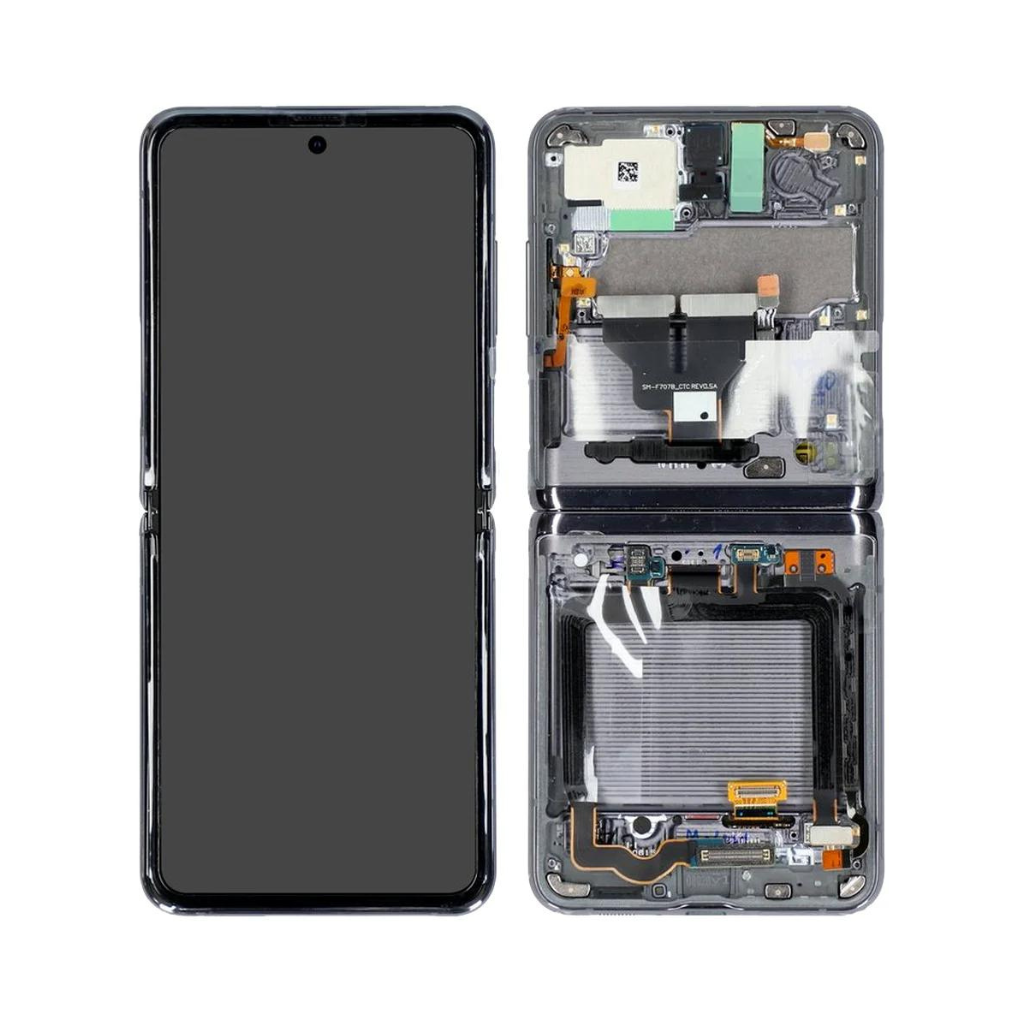 Samsung Galaxy Z Flip 5G - OLED Assembly with frame (Mystic Grey) - OEM