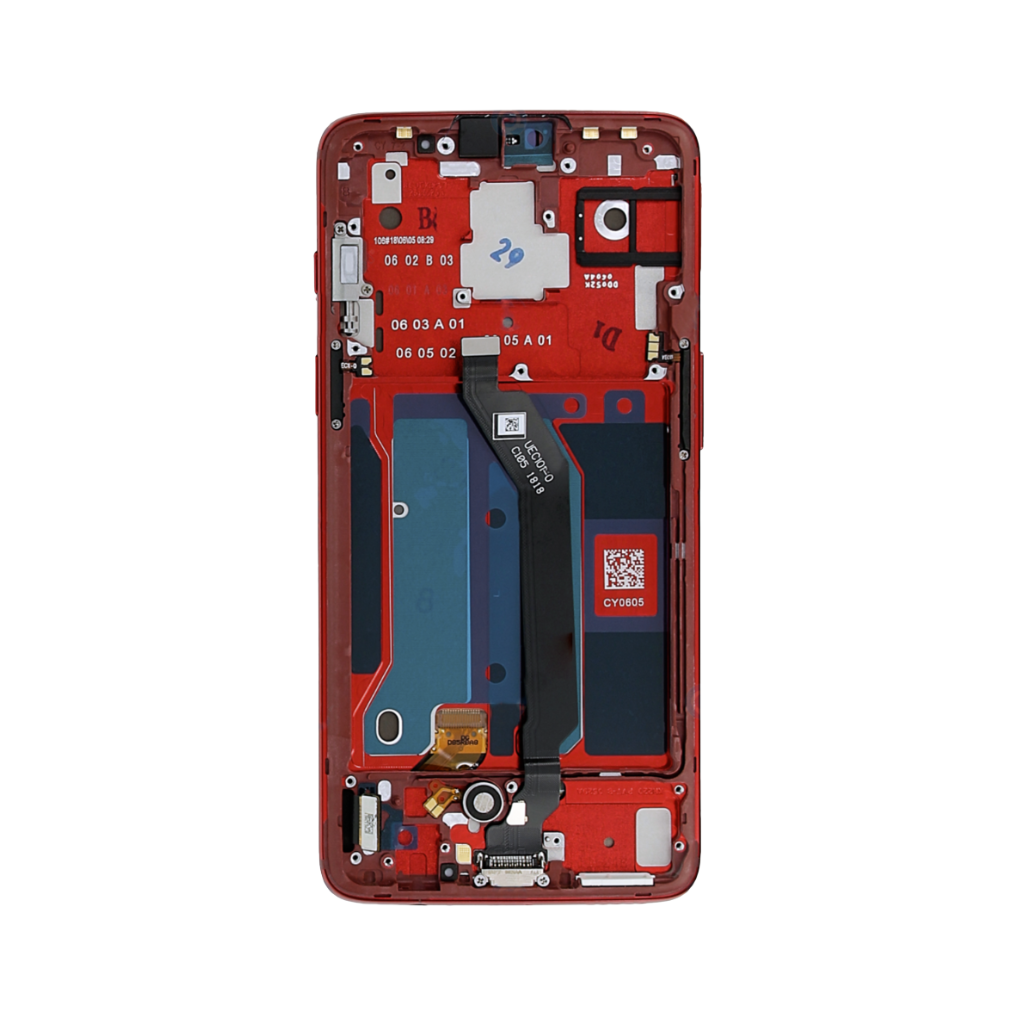 OnePlus 6 - OLED Assembly with Frame (Amber Red) - OEM - Image 3