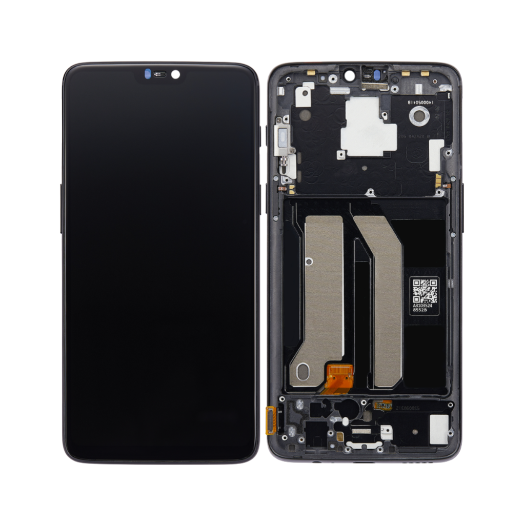 OnePlus 6 - OLED Assembly with Frame (Midnight Black) - OEM